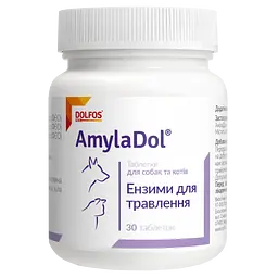 Вітамінно-мінеральна добавка Dolfos AmylaDol для травлення для собак та котів 30 таблеток