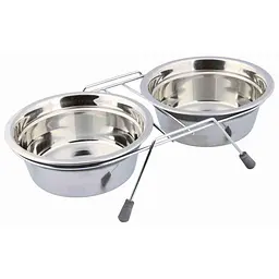 Миски металеві на підставці Trixie з шумовими заглушками Eat on Feet 2 x 900 мл / 16 см