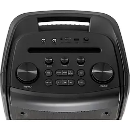 Колонка портативна 2.0 Real-El X-797, Black, 90 Вт (2 x 45 Вт), Bluetooth, AUX / USB / microSD, RGB підсвічування, два мікрофонних входи з функцією `эхо`, пульт ДК, акумулятор 88.8 Вт/год - мініатюра 6
