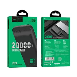 Зовнішня батарея Hoco New Joy J52A 20000mAh акб портативний чорний 2 виходи - мініатюра 4