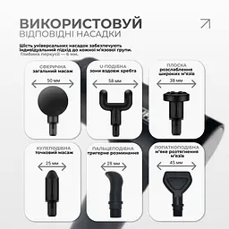 Перкусійний масажер для спини EasyFit Vibe 6 насадок, 30 режимів - мініатюра 4