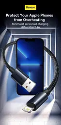 Кабель зарядний Baseus USB - Lightning 2.4A Fast Charging Cable for iPhone 1 м Black (CAJY010701) - мініатюра 2