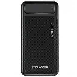 Додаткова акумуляторна батарея - портативний акумулятор Awei P6K 20000 mAh (2.1) чорний - мініатюра 2