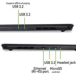 Acer Ноутбук Acer Nitro V 16S ANV16S-71 16" WQXGA IPS, Intel 9-270H, 32GB, F1TB, NVD5070-8, Lin, чорний - мініатюра 2