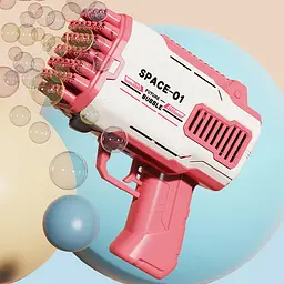 Пістолет для мильних бульбашок Bubble Gun 698-20 з насадками на 32/45 отворів 50ml Pink - мініатюра 3
