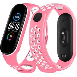 Ремінець для фітнес-браслета MiJobs для Xiaomi Mi Band 3 і 4 Nike Design рожевий з білим