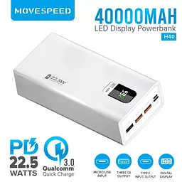 Акумулятор зовнішній - портативне зарядне Movespeed H40 40000mAh 22.5W YSPBH40 (H40-22W) - мініатюра 3