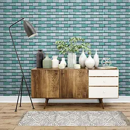 Декоративна ПВХ панель цегла зелений орнамент Sticker Wall SW-00001429 960х480х4мм - мініатюра 5
