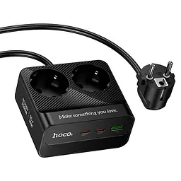 Подовжувач мережевий Hoco Descanso 2-socket PD desktop charger AC27 (L=2M) 1USB/2Type-C, 30W/3A - мініатюра 2