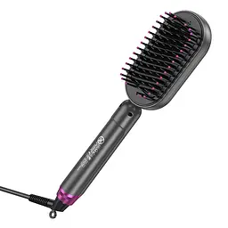 Гребінець-випрямляч Hoco HP44 Electric straightening hair comb with digital display Rose Red - мініатюра 3