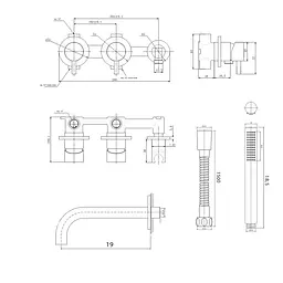 Змішувач для ванни Kohlman Axel black + BOX прихованого монтажу QW260AB+QW230RB, Чорний матовий - мініатюра 2