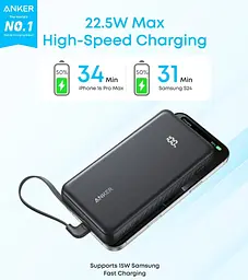 Повербанк Anker Zolo 22.5W чорний 20000 mAh - мініатюра 4