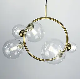 Мініатюрна люстра у формі кільця в латуні з прозорими плафонами Bubble | Арт. H 069/5 AB | Line F - мініатюра 2