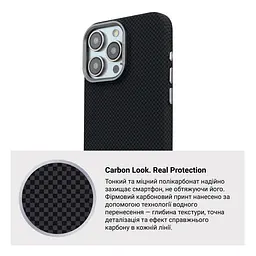 Карбоновый чехол для Apple iPhone 16 Pro, LikeCarbon2 MagCase, черный, тонкий защитный чехол-панель из поликарбоната с магнитами N52, MagSafe, противоударный, совместим с беспроводной зарядкой, приподнятые края для защиты камеры, ArmorStandart (ARM88381) - мініатюра 7