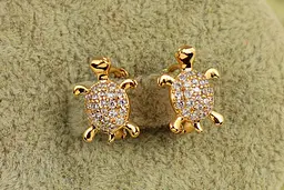 Сережки дитячі Xuping Jewelry черепашка спинка камінчики золотисті