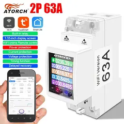 Лічильник електроенергії Atorch GR2PWS 100A Tuya Wi-Fi на DIN-рейку двотарифний - мініатюра 2