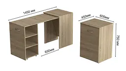 Стіл-тумба трансформер Смарт 1/2 Ferrum-decor 750x1450x600 ДСП Дуб Сонома 16 мм (FRD-105077) - мініатюра 2