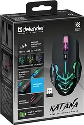 Мишка Defender Katana GM-511, бездротова, ігрова, 6кн., 3200 dpi., 400 mAh, чорна - мініатюра 8
