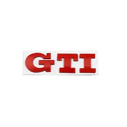 Емблема напис GTI для Volkswagen червона 79х23 мм метал (на скотчі)