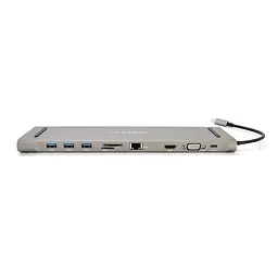 Хаб-конвертор Veggieg TC10 Type-C (тато) на Type-C (мама) + USB3.0 * 3 (мама) + HDMI (мама) + VGA (мама) + jack3.5 (мама) + SD / TF + RJ45, 10 см, Silver, Box - мініатюра 2