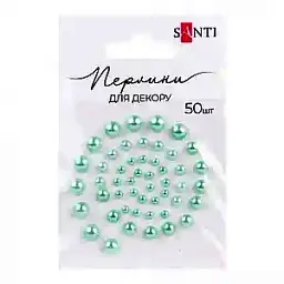 Набір перлин самоклейних Santi 952642 50 шт. зелено-райдужний - мініатюра 1