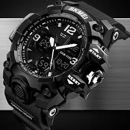 Чоловічий наручний годинник 1155 Black Skmei acs0030852 - мініатюра 2