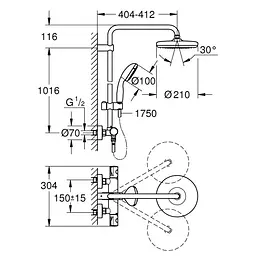 Душова система Grohe BauClassic 26699000, Хром - мініатюра 2