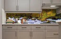Вініловий кухонний фартух Лісова річка наклейка для кухні дерева осінь Природа Помаранчевий Happy Pocket Z181434 - мініатюра 5