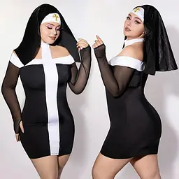 Еротичний костюм монашки JSY P61130 Plus Size - мініатюра 2