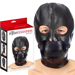 Маска Fetish Tentation Enjoy Pain BDSM Hood With Gag чорний - мініатюра 5