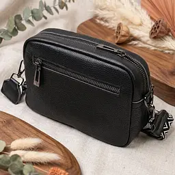 Компактна жіноча сумка крос-боді з натуральної шкіри Vintage 22294 чорна - мініатюра 4