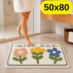 Стильний та практичний килимок для ванної кімнати 50×80 см зі кашеміру — м’який, антиковзкий, вологопоглинаючий KT9000052 - мініатюра 2