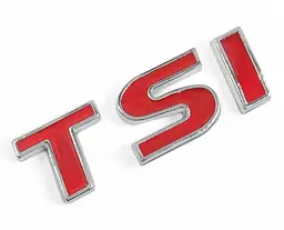 Емблема напис TSI для Volkswagen Червона з Хромом 80х26 мм (на скотчі) 1K9853675C