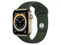 Смарт-годинник Apple Watch Series 6 GPS + Cellular 44mm Gold Stainless Steel Case w. Cyprus Green Sport B. (M07N3/M09F3) - мініатюра 1