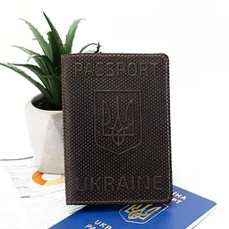 Подарунковий набір №35: обкладинка на паспорт "Герб" + обкладинка на паспорт "Карта" (коричневий) - мініатюра 2