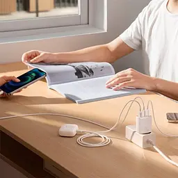 Сітчасте зарядне пристрій Baseus Compact Charger 3-USB 17W EU білий CCXJ020102 - мініатюра 6
