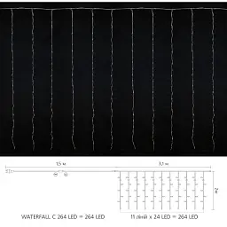 Гірлянда Delux Waterfall С 264LED 3х2 м синій/прозорий IP20 (90018005) - мініатюра 3