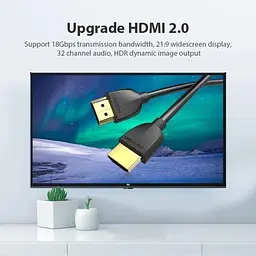 Тонкий кабель HDMI Vention Slim Portable HDMI 2.0 чорний кабель в обплетенні 0.5 м (AAIBD) - мініатюра 5