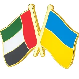 Подвійний значок-пін «Україна – Об'єднані Арабські Емірати (ОАЕ)» 25 × 19 мм (00361)