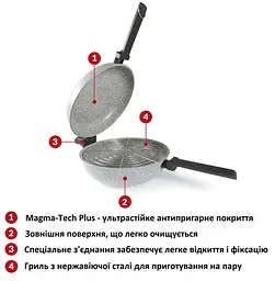 Сковорода подвійна Flonal Dura Induction Rocky Twins 28 см з решіткою (RKIWP2830) - мініатюра 5