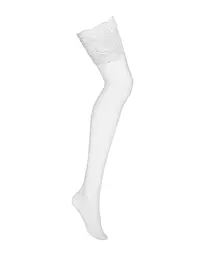 Панчохи під пояс із широким мереживом Obsessive 810-STO-2 stockings білі S/M - мініатюра 3