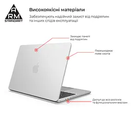 Чохол-накладка для MacBook Air 13,6 дюймів M5/M4/M3/M2, білий, Matte Shell, матовий, пластиковий, захисний аксесуар для ноутбука, протиударний, з вентиляцією та доступом до портів, для макбука, ArmorStandart (ARM76106) - мініатюра 2
