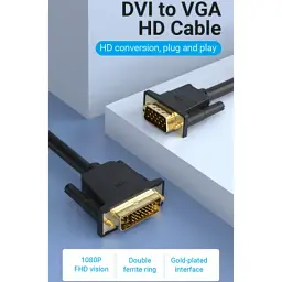 Кабель мультимедійний DVI M to VGA M 3.0m 24+5pin black Vention (EACBI) - мініатюра 2