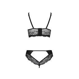 Комплект із еко-шкіри з мереживом Passion Loona Set black L/XL - мініатюра 6