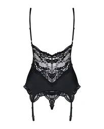 Сатиновий мереживний корсет Obsessive Obsessive 810-COR-1 babydoll & thong S/M - мініатюра 6