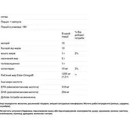 Омега-3 риб'ячий жир Puritan's Pride Omega-3 Fish Oil подвійна сила 1200 мг 180 капсул (PTP-17132) - мініатюра 3