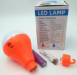 Кемпінгова LED лампа 30W акумуляторна знімна 18650 1200mAh світильник з гачком ліхтар світильник 15х8см UKC V09 оранжевий - мініатюра 4