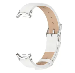 Шкіряний ремінець Mijobs для фітнес браслета Xiaomi Mi Smart Band 8 White Silver - мініатюра 2