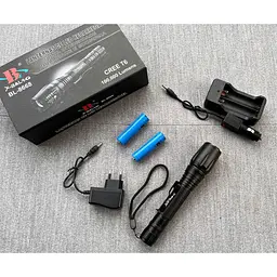 Ліхтар ручний X-Balog BL-8668 акумуляторний з кліпсою та ремінцем CREE T6 2x18650 Zoom - мініатюра 6