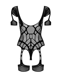Нейлоновий бодістокінг з імітацією гартер Obsessive Bodystocking G334 S/M/L, black, з доступом - мініатюра 6